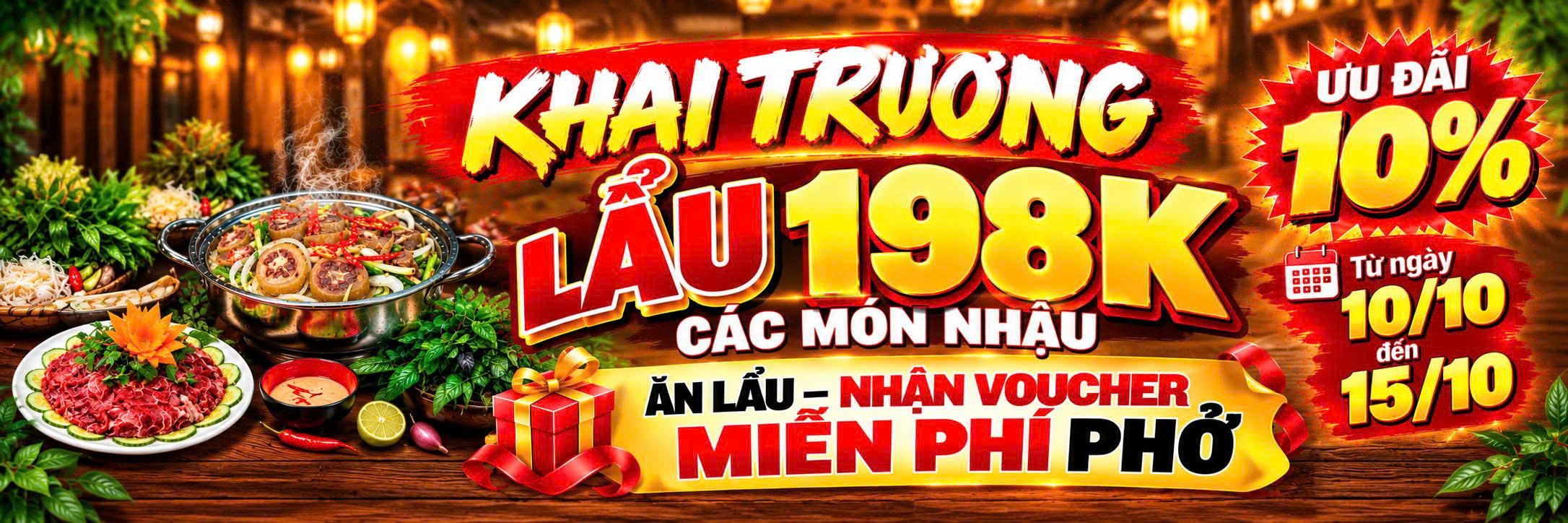 Khai trương Hết Ý Quán — Lẩu 198k, các món nhậu